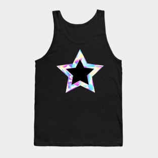 Holographic Star on Black Background Tank Top